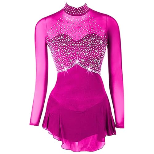 TJDWPRRD Eiskunstlauf Kleid Langarm Ballett Tanzen Leistung Kleidung Eisrolle Schlittschuh Wettbewerb Rock Im Freien Rhythmische Gymnastik Tanz -Outfit,C,12_15Years von TJDWPRRD