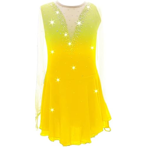 TJDWPRRD Gradient Eisfigur Skaten Kleid Handmad Rollschuh Wettbewerb Kleidung Rhythmische Gymnastik Trikots Ballett Tanzen Leistung Outfit mit Strasssteinen,A,7_10Years von TJDWPRRD