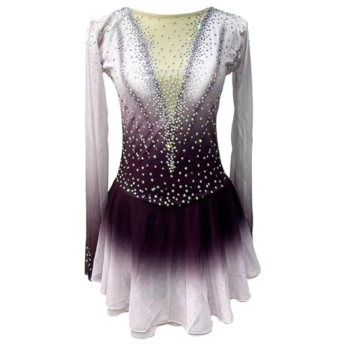 TJDWPRRD Handgefertigt Eiskunstlauf Kleider Mädchen Eislauf Leistung Kleidung Halofärben Rhythmische Gymnastik Uniform Kristall Rollschuh Wettbewerb Outfit,A,M von TJDWPRRD