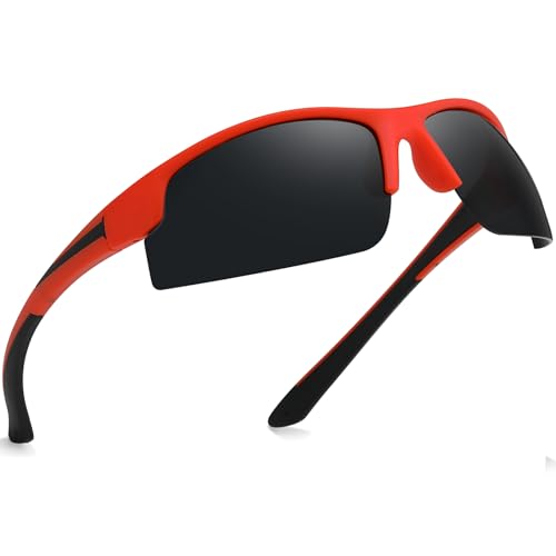 TJUTR Sonnenbrille Fahrradbrille für Damen Herren Radsportbrillen Superleichtes Rahmen Polarisierte Sportbrille für Laufen Radfahren Angeln und Autofahren UV400 Schutz von TJUTR
