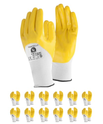 TK Gloves MANTELLA/Montage-Handschuhe/Größe 07, 12 Paar/Gelb Weiß/Montagehandschuhe/Handschuhe Arbeitshandschuhe/Schutzhandschuh aus Nitril TK Gloves MANTELLA/Montage-Handschuhe/Größe 07, 12 Paar/Gelb Weiß/Montagehandschuhe/Handschuhe Arbeitshandschuhe/Schutzhandschuh aus Nitril von TK Gloves