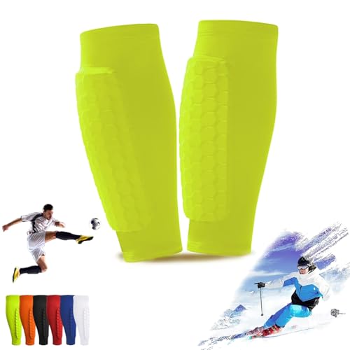 TKNIBEEN Ski Shin Guards, Frost Armours Ski Shields, Ski Shin Pads, Shin Defender Shin Guards,Breathable Elastic Anti-Collision Leggings for Skiing and Ski Guard Socks (Green, L) von TKNIBEEN