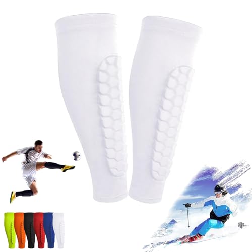 TKNIBEEN Ski Shin Guards, Frost Armours Ski Shields, Ski Shin Pads, Shin Defender Shin Guards,Breathable Elastic Anti-Collision Leggings for Skiing and Ski Guard Socks (White, XL) von TKNIBEEN