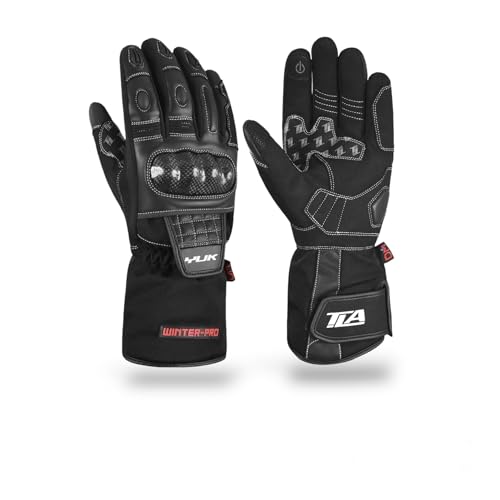 TLA Yuk wasserdichte Winter-Motorradhandschuhe | Winter-Motorradhandschuhe mit Protektoren für Damen und Herren | gepolsterte Motorradhandschuhe | Unisex Winter-Scooter-Handschuhe von TLA TROOPS LEGEND RACING APPAREL