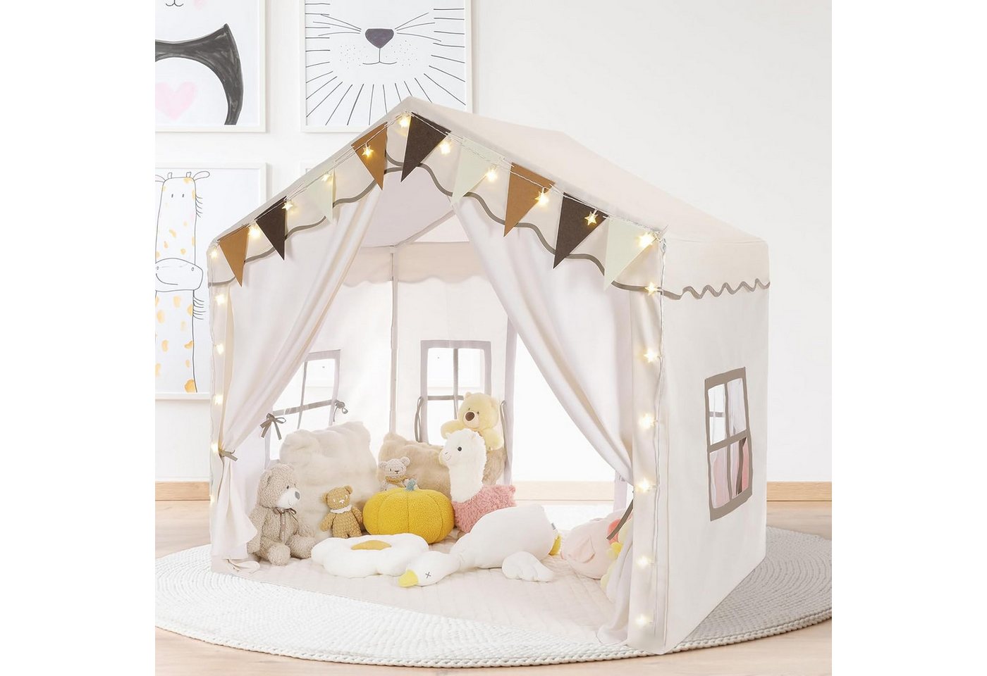 TLGREEN Spielzelt Kinderzelt für Drinnen,Kinder Spielhaus mit Matte & Lichtern Zelt Kinderzimmer, 136x95x133 cm TLGREEN Spielzelt Kinderzelt für Drinnen,Kinder Spielhaus mit Matte & Lichtern Zelt Kinderzimmer, 136x95x133 cm von TLGREEN