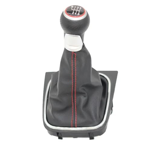 TLYSMG Schaltknauf Hebel Schalter Schaltknauf Schaltknauf Schaltknauf Passt für VW für Golf 6 MK5 MK6 2005-2014 Schalthebel Griff 5/6 Geschwindigkeit-R123456 red line von TLYSMG