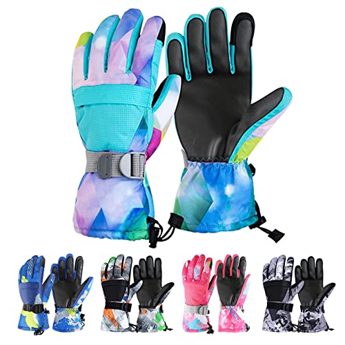 Skihandschuhe für Herren Damen wasserdichte Snowboardhandschuhe Warme Touchscreen Handschuhe mit Tasche Winterhandschuhe zum Skifahren Snowboarden Reiten (L, Himmelblau) von TMEOG