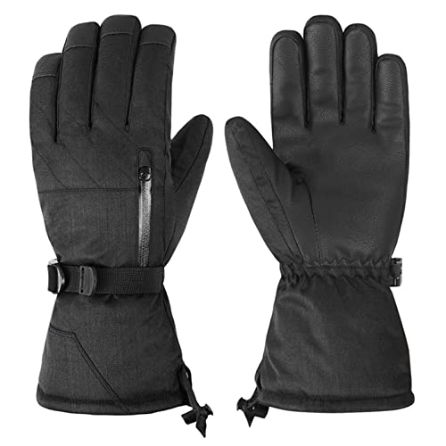 Skihandschuhe für Herren Damen wasserdichte Snowboardhandschuhe Warme Touchscreen Handschuhe mit Tasche Winterhandschuhe zum Skifahren Snowboarden Reiten (XL, Schwarz) von TMEOG