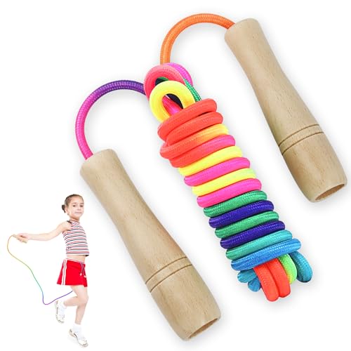 TNOMSNO Springseil Kinder, 250CM Verstellbare Springseil für Kinder Jump Rope Kinder mit Holzgriff, Springseil für Spiel, Fitness Training TNOMSNO Springseil Kinder, 250CM Verstellbare Springseil für Kinder Jump Rope Kinder mit Holzgriff, Springseil für Spiel, Fitness Training von TNOMSNO
