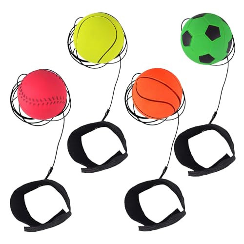 TNSLAND 4 STK Springball mit Schnur, Ball mit Schnur, Wrist Ball, Ball an Schnur, Balls on Elastic Rope, Handgelenk Returnball Auf einem Schnurrebound Ball, Wrist Rebound Balls TNSLAND 4 STK Springball mit Schnur, Ball mit Schnur, Wrist Ball, Ball an Schnur, Balls on Elastic Rope, Handgelenk Returnball Auf einem Schnurrebound Ball, Wrist Rebound Balls von TNSLAND