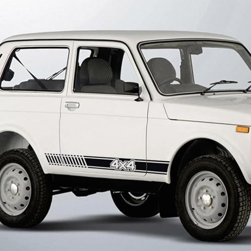 TNXPYXI 2 STÜCKE Auto Seitentür PVC Aufkleber Vinyl Aufkleber, passend für Lada NIVA 4X4 Lange Streifen Rock DIY Styling Dekoration Autozubehör von TNXPYXI