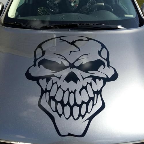 TNXPYXI Großer Totenkopf-Autoaufkleber für die Motorhaube, V2, großer Knochen, Pistole, LKW, Auto, passend für Jeep, Truck, Vinyl von TNXPYXI