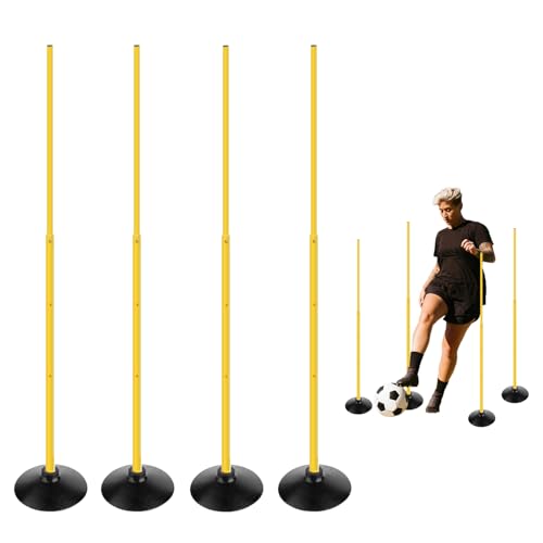 TNZMART Agility-Stöcke für Fußball, Teleskop-Trainingsstöcke, 1,2 m, höhenverstellbar, Mehrzweck-Stöcke mit Gummiunterseite (4 Stück) von TNZMART