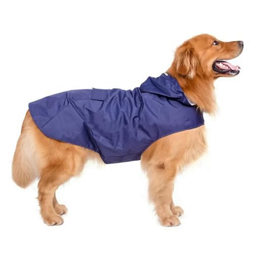 TOAWEM Hunderegenmantel mittelgroße Hunde Hunde Regenmantel Hoodie Jacke Regen Poncho Haustier Regenbekleidung Mit Reflektierender Streifen-blau-m von TOAWEM