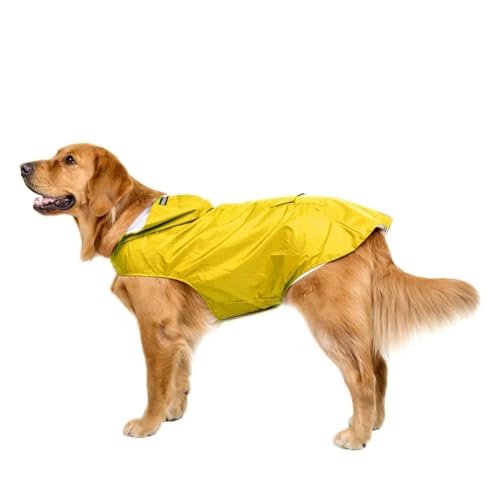 TOAWEM Hunderegenmantel mittelgroße Hunde Hunde Regenmantel Hoodie Jacke Regen Poncho Haustier Regenbekleidung Mit Reflektierender Streifen-gelb-6xl von TOAWEM