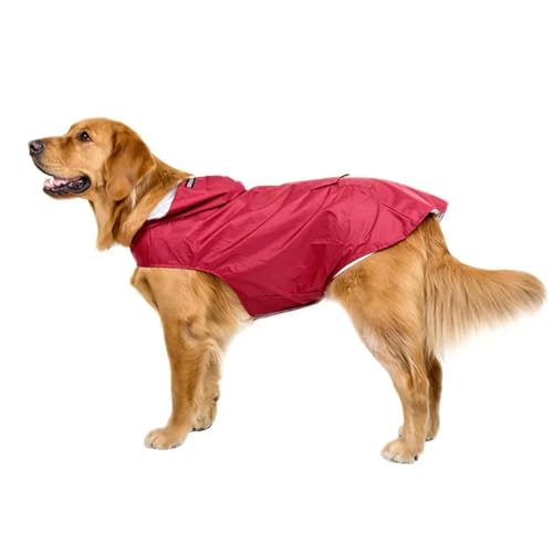 TOAWEM Hunderegenmantel mittelgroße Hunde Hunde Regenmantel Hoodie Jacke Regen Poncho Haustier Regenbekleidung Mit Reflektierender Streifen-rot-6xl von TOAWEM