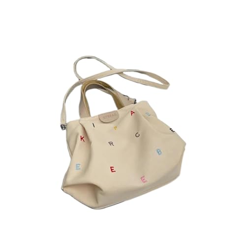 TOAWEM Rucksack Frauentasche Einkaufstasche Große Kapazität Pendeln Leinwandbeutel Single Schulter -Cross -Body -Tasche Handtasche-Weiß von TOAWEM