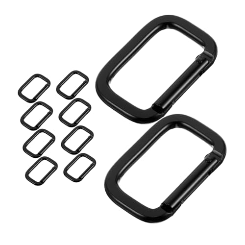 10St quadratischer Karabiner Karabinerhaken Schlüsselanhänger Karabiner Robuster Karabiner Leichte Karabiner verschließbarer Schlüsselring Gepäckschnalle Aluminiumlegierung Black TOBBOMEY von TOBBOMEY