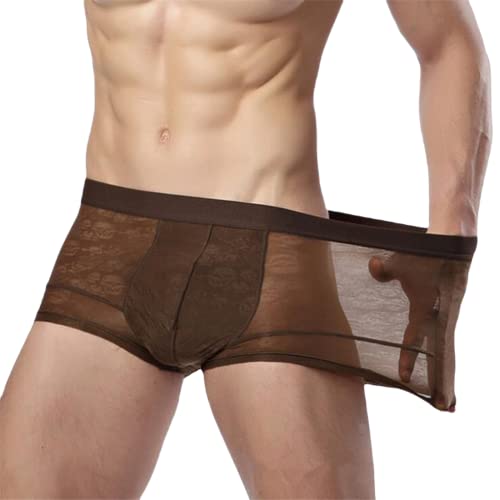 TOBILE Boxershorts Herren Baumwolle 4 Pack New Herren Boxer Unterwäsche Bambus Faser Sexy Spitze Transparent Boxer Für Männliche Shorts Geschenk Für EIN Mann Höschen-2,XL von TOBILE