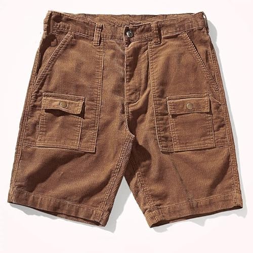 TOBILE Kurze Hose Männer Retro-Cord-Frachtshorts Lässig Vielseitig Lose Multipocket Cord-Shorts von TOBILE