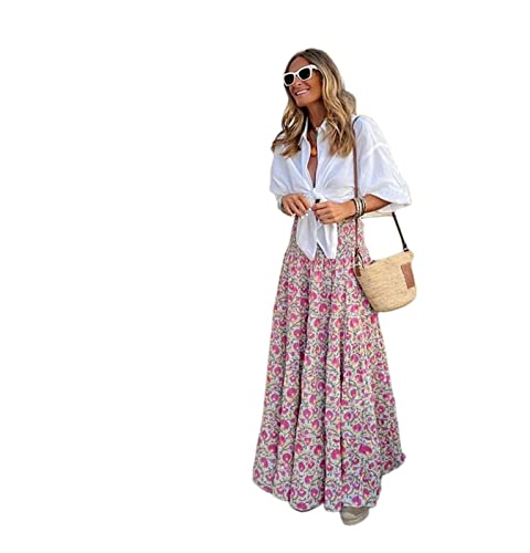 TOBILE Rock Damen Sommer Langer Patchwork-Druck A-line Blumenrock Frauen Lässig Strand Weiblich Boho Elastic Taille Holiday Maxiröcke-Light Purple,m TOBILE Rock Damen Sommer Langer Patchwork-Druck A-line Blumenrock Frauen Lässig Strand Weiblich Boho Elastic Taille Holiday Maxiröcke-Light Purple,m von TOBILE