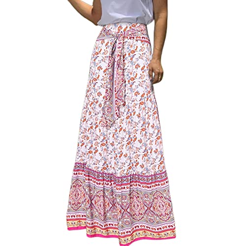 TOBILE Rock Damen Sommer Langer Patchwork-Druck A-line Blumenrock Frauen Lässig Strand Weiblich Boho Elastic Taille Holiday Maxiröcke-beige,m TOBILE Rock Damen Sommer Langer Patchwork-Druck A-line Blumenrock Frauen Lässig Strand Weiblich Boho Elastic Taille Holiday Maxiröcke-beige,m von TOBILE