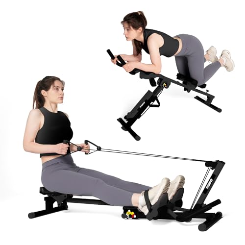 TODO 3 in 1 Rudergerät für zuhause, Multifunctionale Rudermaschine mit 2 Intensitäten Anstellbar, Ab Bauchtrainer Rowing Machine für Muskelaufbau und Ganzkörpertraining, bis 120KG von TODO