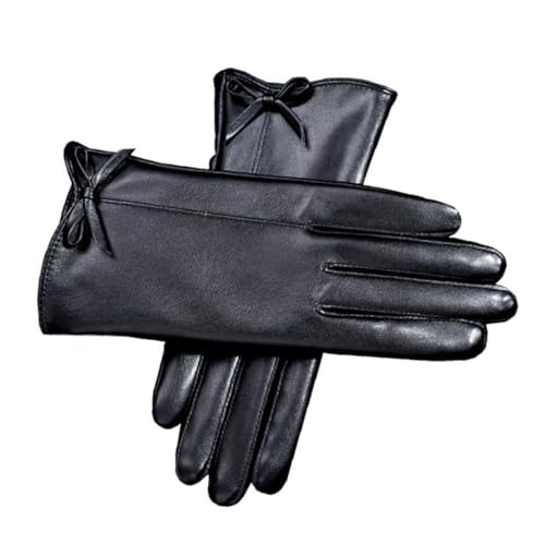 TOGEVAL 1 Paar Damen lederhandschuhe thermische Touchscreen-Handschuhe Strapazierfähige Handschuhe Handy-Handschuhe thermohandschuhe Thermal Gloves warme Handschuhe Fahrhandschuhe Pu Black von TOGEVAL