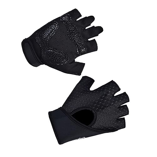 TOGEVAL 1 Paar Fitness-Handschuhe Handschuhe zum Trainieren Yoga-Handschuhe Reithandschuhe fingerlos Fitness Handschuhe fitnesshandschuhe rutschfeste Handschuhe Halbfingerhandschuhe Black von TOGEVAL