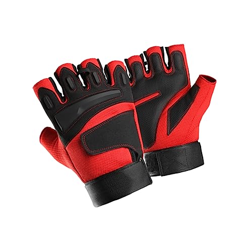 TOGEVAL 1 Paar Fitness-Handschuhe Trainingshandschuhe für Männer MTB-Handschuhe Motocross-Handschuhe Gewichtheber Handschuhe Gewichtheben Handschuhe Halbfingerhandschuhe Reithandschuhe rot von TOGEVAL