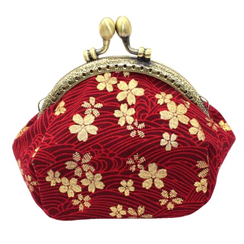 TOGEVAL 1Stk Geldbörse Storage Pockets Storage Bags Klassische Geldbörse mit Gilding-Design japanische Geldbörse Geldbeutel mit Kussverschluss Münzbeutel Handytasche Metall rot von TOGEVAL