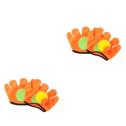 TOGEVAL 2 STK Kinderspielzeug Self-Stick-Wurf-Fang-Spiel Toss-Catch-Ball-Spiel Handschuhe für Kinder kinderhandschuhe Plüschtier Spielzeuge Kugelhandschuh Handschuh für Tennisbälle Orange von TOGEVAL