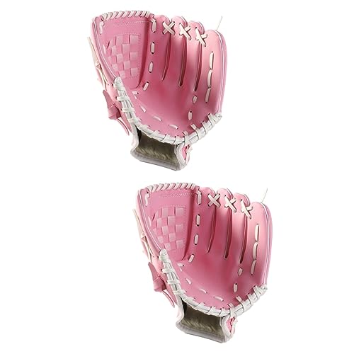 TOGEVAL 2St Softball-Handschuhe kinderhandschuhe Kinder Handschuhe Gloves Baseballschlägerhandschuhe Softball-Schlaghandschuhe verdicken Infield Pitcher Sport-Infielder-Handschuh Rosa von TOGEVAL