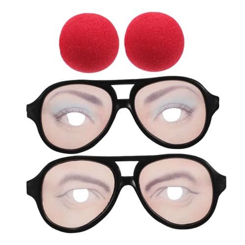 TOGEVAL 2St lustige Brille clown brille festival brille Spaß Accessoire witzige sonnenbrille karneval brille männliche Trickbrille Ausgefallene Brillen Halloween-Partygeschenke Abs von TOGEVAL