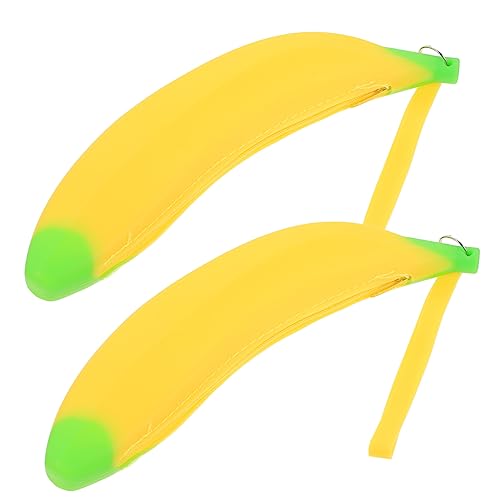 TOGEVAL 2st Silikon-bananen-federmäppchen Bleistift-organizer-etui Bananen-stifttasche Koreanisches Federmäppchen Stiftbehälter Geldbörse Für Lebensmittel Federmäppchen Obst Kieselgel von TOGEVAL