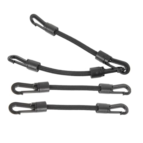 TOGEVAL 4 Stück Kajak Elastisches Seil Bungee Einstellbar Hakenband Elastischer Riemenhaken Draussen Haken Für Außenverkleidungen Zubehör Elastischer Gummizug Kajakwagen Black Gummiseil von TOGEVAL