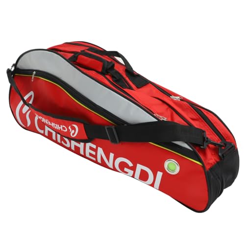 TOGEVAL Herren-schlägertasche Große Kapazität Aufbewahrungstasche Für 6 Badminton-schläger Nylon Multifunktionaler Badminton-Rucksack Rot von TOGEVAL