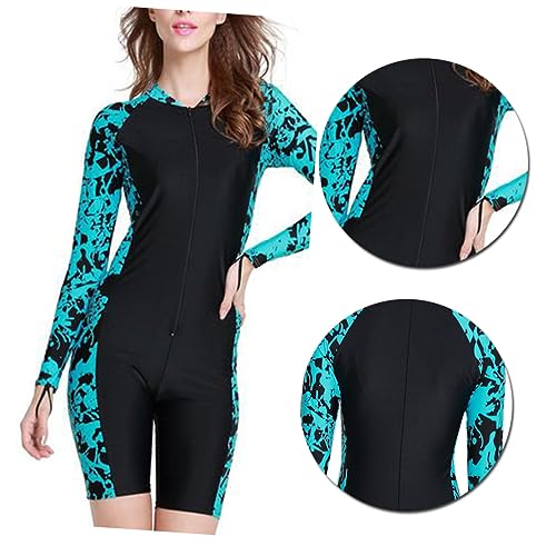 TOGEVAL Einteiliger Damen Neoprenanzug Mit Langen Ärmeln Surf Und Schwimm Schutz UV Schutz Rashguard Set 1010 Water Orchid Floral Brustpolster Größe XL Für Optimalen Komfort Beim von TOGEVAL