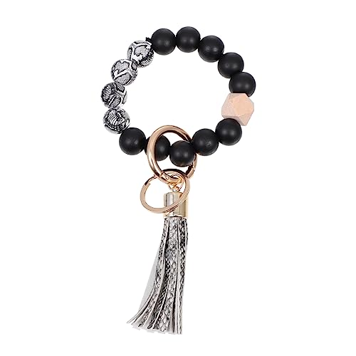 TOGEVAL Schlüsselanhänger Armreifen für Damen Lanyard-Perlen Perlenarmband Auto schlüssel Halter holzperle muttertags Geschenkideen unikal Schlüsselkettenarmbänder Schlüsselringe Kieselgel von TOGEVAL