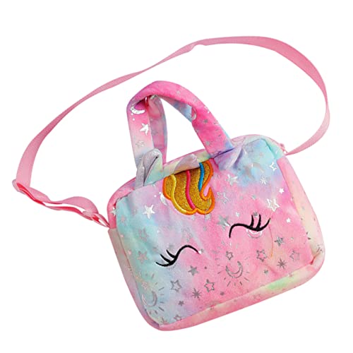 TOGEVAL Tragbare Cartoon Einhorn Handtasche Für Kinder Umhängetasche Aus Canvas Mit Dekorativem Design Ideal Für Den Alltag Schule Und Freizeitaktivitäten Leicht Und Praktisch von TOGEVAL