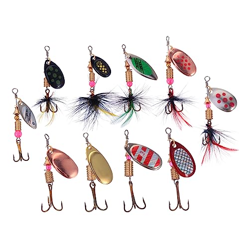 TOKIDNY 10 Stück Pailletten Angelköder Spinnerbait Mit Hartmetall Und Praktischer Tackle Box Ideal Für Forellen Und Karpfenangeln Inklusive Angelzeug Und Zubehör Zur Aufbewahrung von TOKIDNY