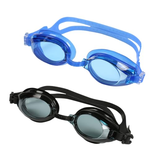 TOKIDNY 2 Paar Anti Fog Schwimmbrille Silikon Taucherbrille Mit Wasserdichten Gläsern Klare Sicht Für Männer Und Frauen Schwarz Und Königsblau Ideal Zum Schwimmen Und Schnorcheln von TOKIDNY