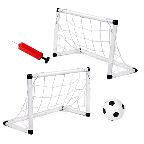 TOKIDNY Aufblasbares Fußballtrainingsset Für Kinder 2 Fußballtore 1 Fußball Und Ballpumpe Tragbares Sportspielzeug Für Outdoor Training Und Gartenaktivitäten Weiß Schwarz von TOKIDNY