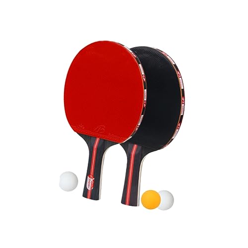 TOKIDNY Tischtennisschläger Set Für Anfänger Doppelseitig Gummiert Inkl Pongbälle Für Training Und Freizeit Tischtennisschläger Rot 1 Set von TOKIDNY