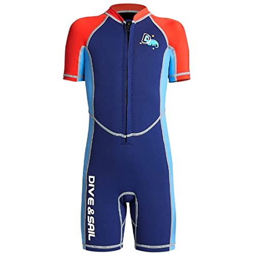 Kinder Neoprenanzug Mädchen Jungen Kurzarm Wäremehaltung UV-Schutz 2.5mm Neopren Tauchanzug Einteiliger kurzärmelig Badeanzug Reißverschluss warm Wetsuit Wassersport Dunkelblau XXL Kinder Neoprenanzug Mädchen Jungen Kurzarm Wäremehaltung UV-Schutz 2.5mm Neopren Tauchanzug Einteiliger kurzärmelig Badeanzug Reißverschluss warm Wetsuit Wassersport Dunkelblau XXL von TOKYMOON