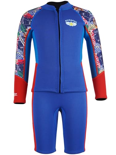 Neoprenanzug Kinder 2,5mm Neopren 2 teilig Badeanzug Jungen Mädchen Lange/Kurze Ärmel Tauchanzug Reißverschluss UV-Schutz 50+ Wetsuit zum Tauchen Schwimmen Surfen Neoprenanzug Saphirblau L Neoprenanzug Kinder 2,5mm Neopren 2 teilig Badeanzug Jungen Mädchen Lange/Kurze Ärmel Tauchanzug Reißverschluss UV-Schutz 50+ Wetsuit zum Tauchen Schwimmen Surfen Neoprenanzug Saphirblau L von TOKYMOON