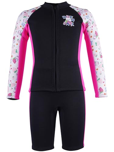 Neoprenanzug Kinder 2,5mm Neopren 2 teilig Badeanzug Jungen Mädchen Lange/Kurze Ärmel Tauchanzug Reißverschluss UV-Schutz 50+ Wetsuit zum Tauchen Schwimmen Surfen Neoprenanzug Schwarz B L von TOKYMOON