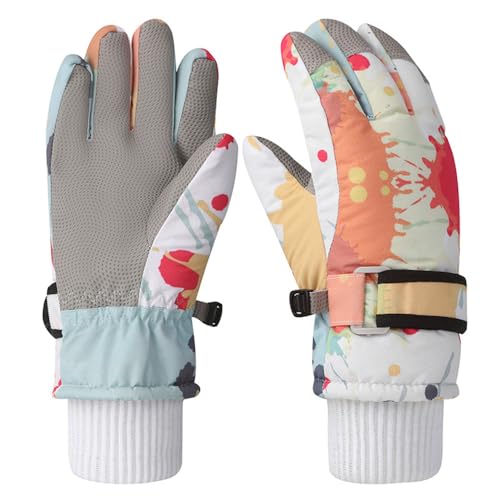 Ski Handschuhe für Kinder wasserdichte und Winddichte Winterhandschuhe Warm Sporthandschuhe Kinder Skihandschuhe Anti Rutsch Plüsch gefüttert Thermo Winter Handschuhe 4-12 Jahre Farbe L(8-12 Jahre) von TOKYMOON