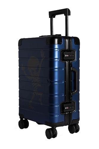 TOKYOTO Aluminium Trolley Handgepäck-Koffer mit 4 Rollen 55x35x20 / Hartschalenkoffer, Suitcase, Reisekoffer klein für Unterwegs/TSA-Schloss & USB-Anschluss Leftovers Skull von TOKYOTO