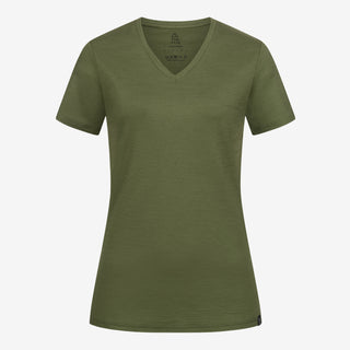 Merino T-Shirt V-Ausschnitt Damen - Waldgruen / M Merino T-Shirt V-Ausschnitt Damen - Waldgruen / M von TOM FYFE